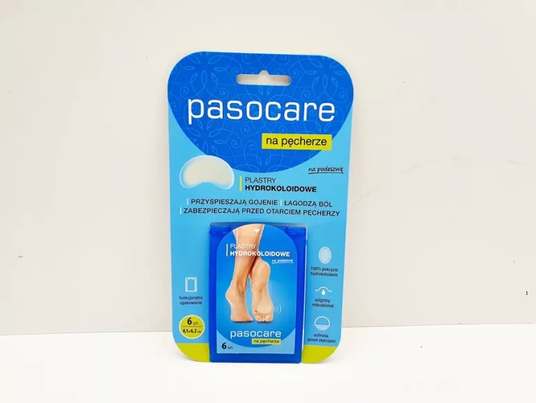 PASOCARE PLASTRY HYDROKOLOIDOWE NA PĘCHERZE NA PODESZWĘ, 6 SZTUK