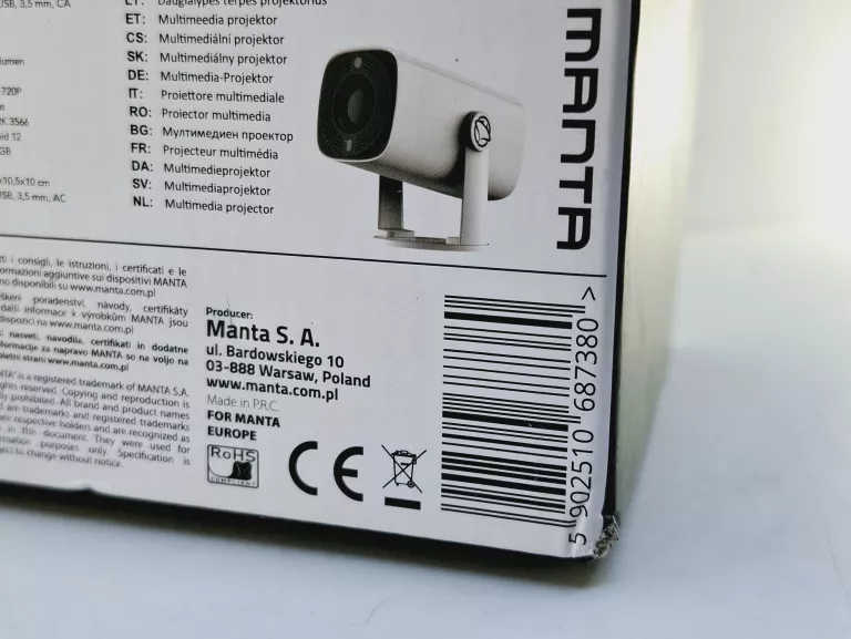 PROJEKTOR PRZENOŚNY MANTA MULTIVISION MINI PORTABLE PMA202A24 ANDROID HDMI