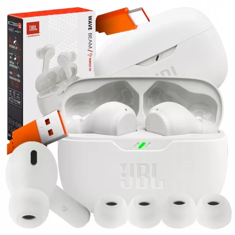 JBL WAVE BEAM WHITE SŁUCHAWKI BEZPRZEWODOWE DOUSZNE DOKANAŁOWE BIAŁE