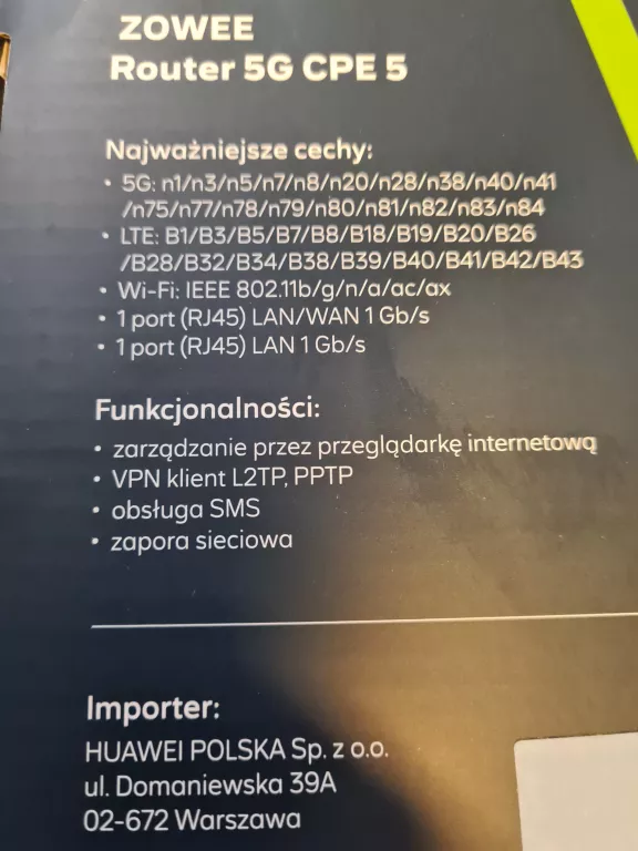 ROUTER HUAWEI 5G CPE 5 H155-381 KPL