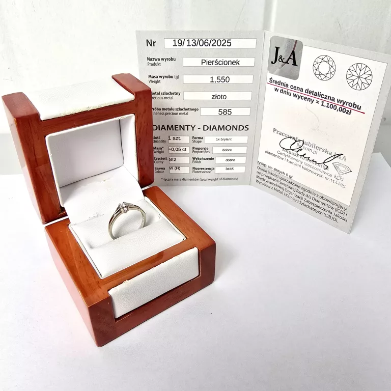 YES PIERŚCIONEK BIAŁE ZŁOTO Z BRYLANTEM 0.05CT (585) 1.55G