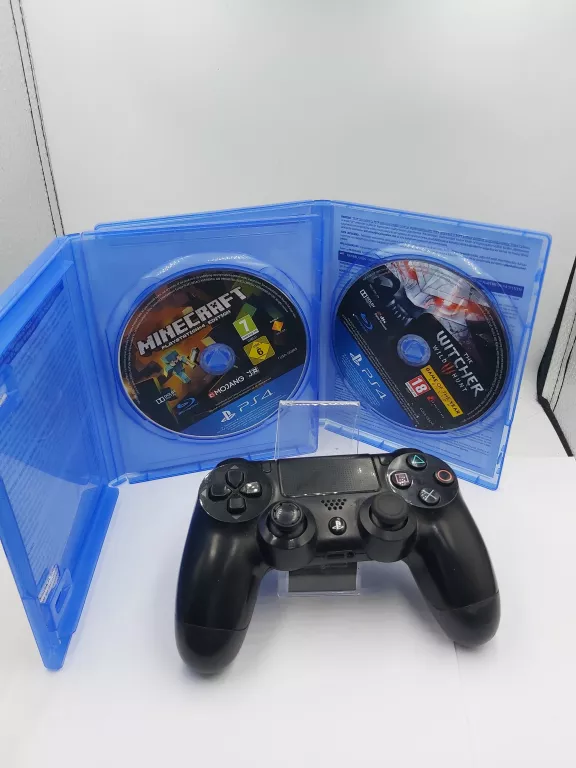 PAD DO PS4 CZARNY +2 GRY WIEDŹMIN/MINECRAFT