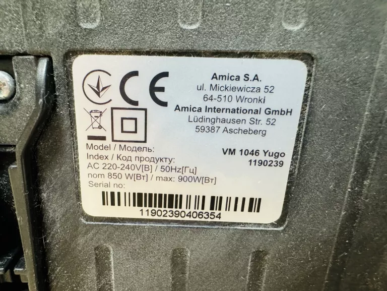 ODKURZACZ WORKOWY AMICA VM1046 YUGO