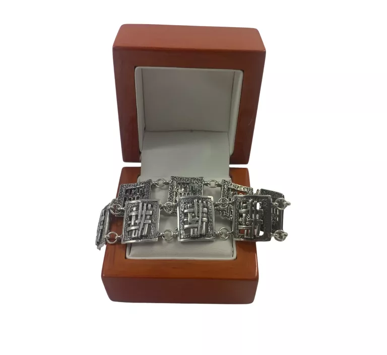 DUŻA SREBRNA BRANSOLETKA GRECKI WZÓR/925/20,18 G/19,5 CM