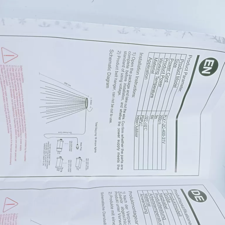LAMPKI CHOINKOWE Z PIERŚCIENIEM 2M CIEPŁA BIEL
