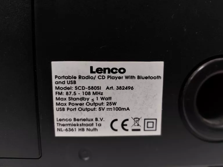 RADIO Z CD LENCO SCD-580 SI - NR S213 BRAK KABLA