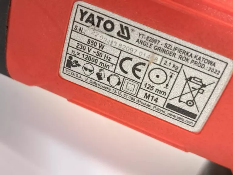 SZLIFIERKA KĄTOWA YATO YT-82097