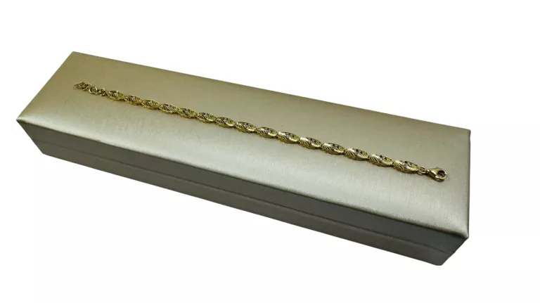 ZŁOTA BRANSOLETKA SEGMENTOWANA CYRKONIE PRÓBA 585 19CM 3.04G