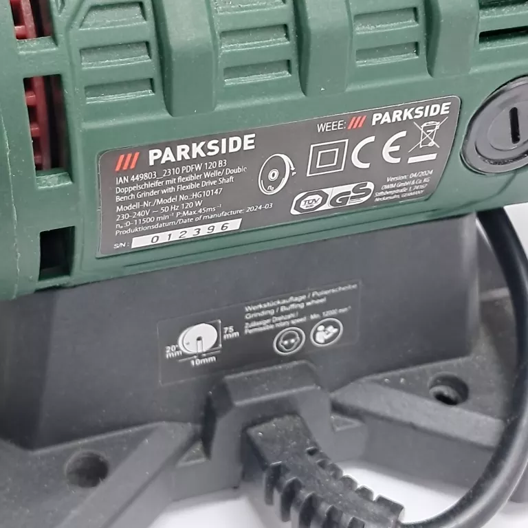PARKSIDE PDFW 120 A1 SZLIFIERKA STOŁOWA PODWÓJNA HG10147