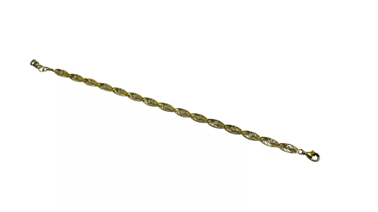 ZŁOTA BRANSOLETKA SEGMENTOWANA CYRKONIE PRÓBA 585 19CM 3.04G