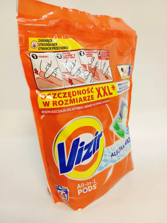 VIZIR KAPSUŁKI DO PRANIA TKANIN BIAŁYCH (44 PRANIA) ALPEJSKA ŚWIEŻOŚĆ XXL