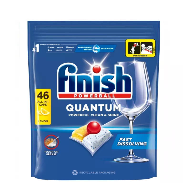 FINISH QUANTUM LEMON KAPSUŁKI DO MYCIA NACZYŃ W ZMYWARCE 478,4 G (46 SZTUK