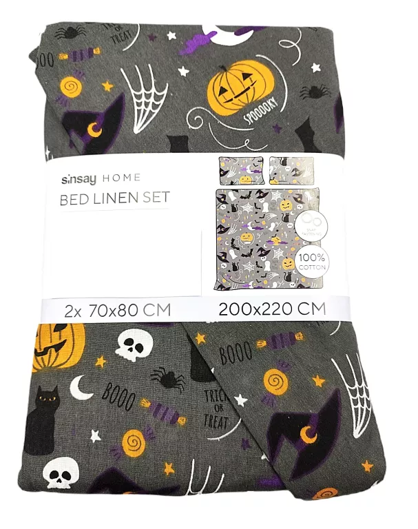 KOMPLET POŚCIELI SINSEY NA HALLOWEEN 200 X 220 CM + 2 X 70 X 80 CM