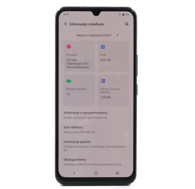 VIVO V2023 SNAPDRAGON 665 8GBRAM 128GB ANDROID12/6,44" 4100MAH