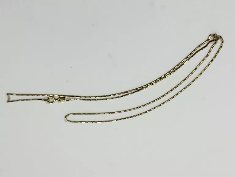 NIETYPOWY PIĘKNY ZLOTY ŁAŃCUSZEK ZLOTE BLASZKI 585 2,81G 46 CM