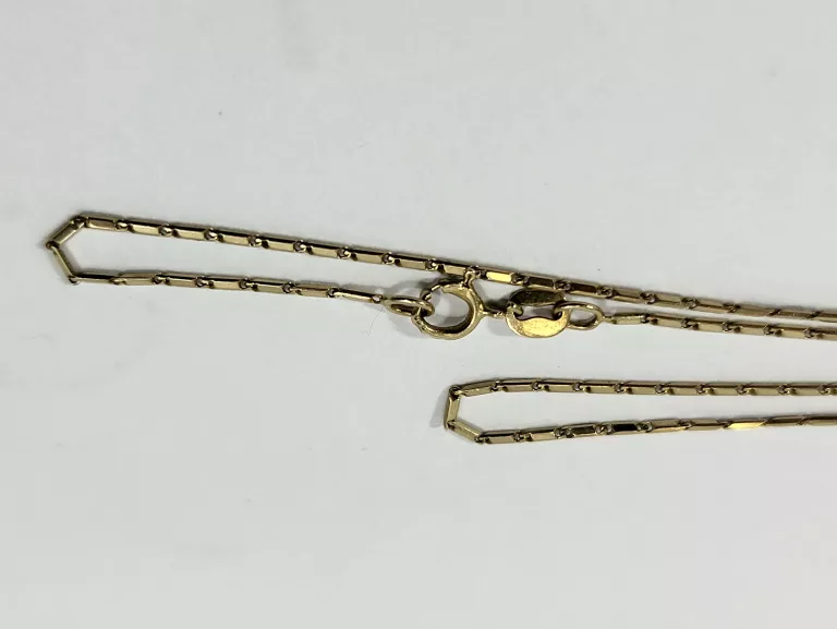 NIETYPOWY PIĘKNY ZLOTY ŁAŃCUSZEK ZLOTE BLASZKI 585 2,81G 46 CM