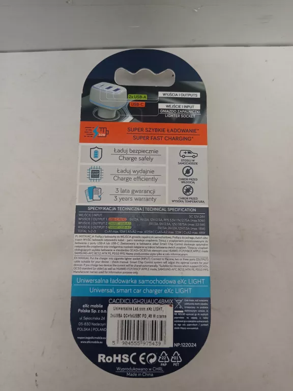 ŁADOWARKA DO SAMOCHODU EXC 48 WAT