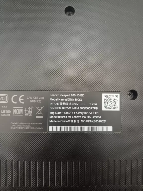 LAPTOP LENOVO IDEAPAD 100-15IBD, INTEL I3
