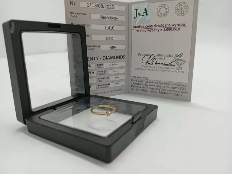 ZŁOTY PIERŚCIONEK Z BRYLANTEM P.585
