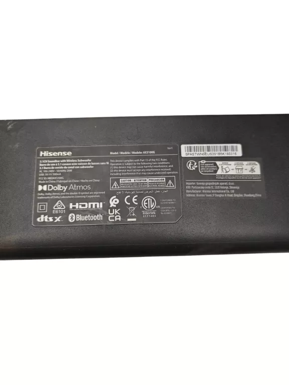 SOUNDBAR HISENSE AX3100G