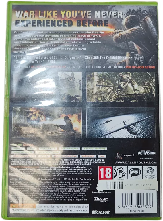 GRA NA KONSOLE XBOX 360 CALL OF DUTY WORLD AT WAR XBOX 360 ANGIELSKA