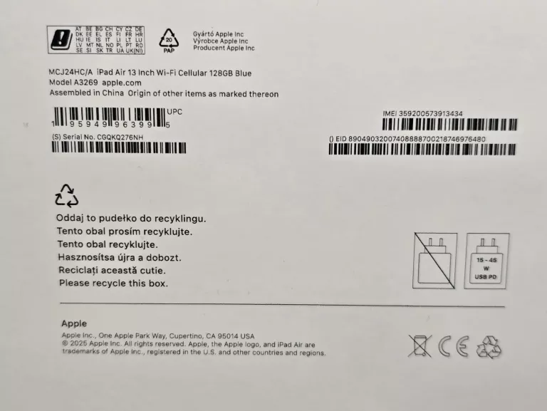 APPLE IPAD AIR 13" M3 128GB WI-FI + CELLULAR (7.GEN) NIEBIESKI