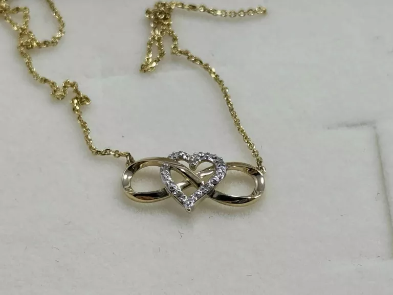 NASZYJNIK Z ŻÓŁTEGO ZŁOTA Z DIAMENTAMI 0,01 CT - PRÓBA 375 1.73G 45CM