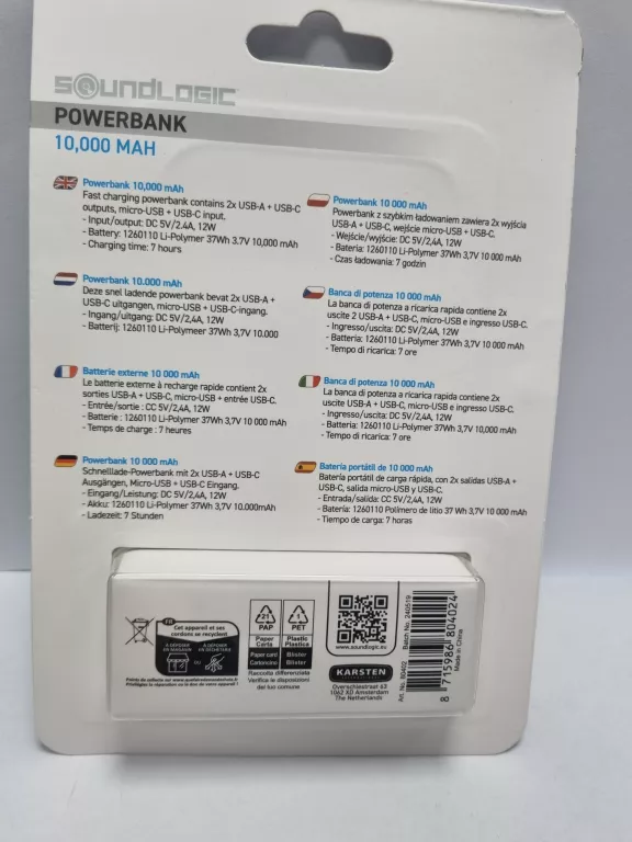 POWERBANK SOUNDLOGIC 10 000 MAH