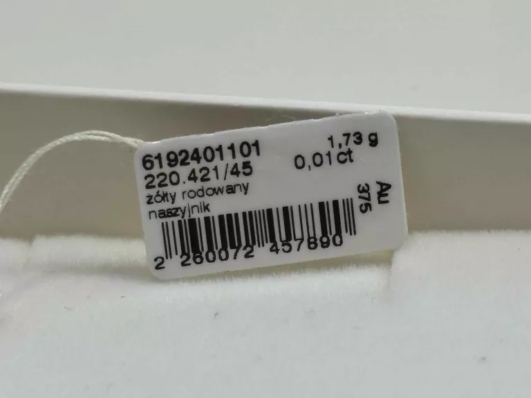 NASZYJNIK Z ŻÓŁTEGO ZŁOTA Z DIAMENTAMI 0,01 CT - PRÓBA 375 1.73G 45CM
