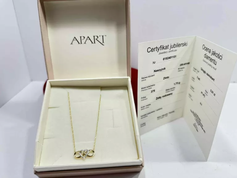 NASZYJNIK Z ŻÓŁTEGO ZŁOTA Z DIAMENTAMI 0,01 CT - PRÓBA 375 1.73G 45CM