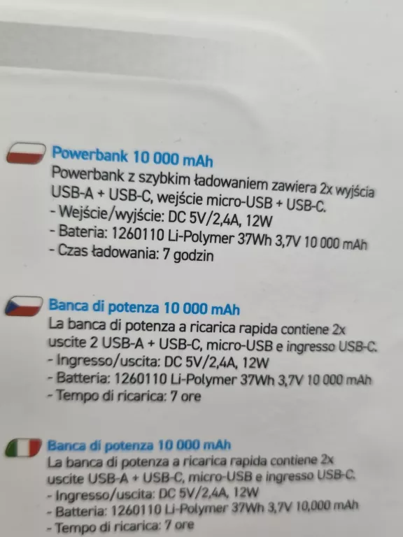 POWERBANK SOUNDLOGIC 10 000 MAH