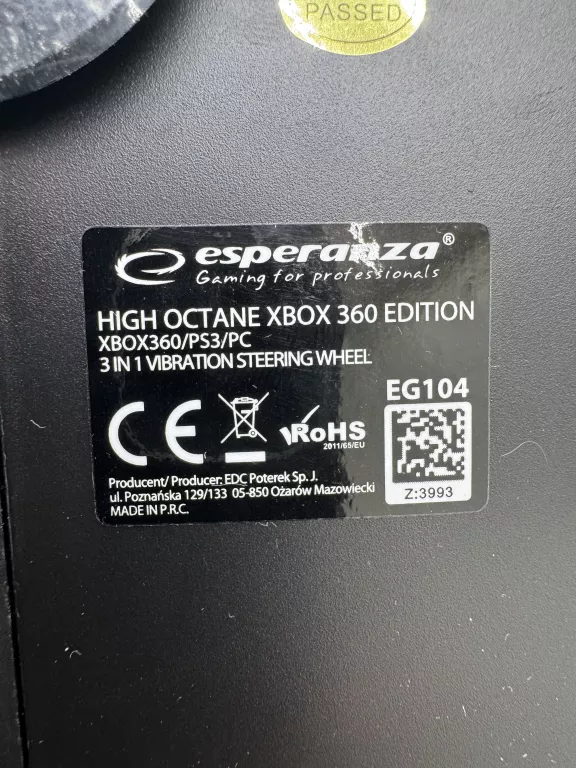 KIEROWNICA ESPERANZA EG104 HIGH OCTANE XBOX 360 EDITION