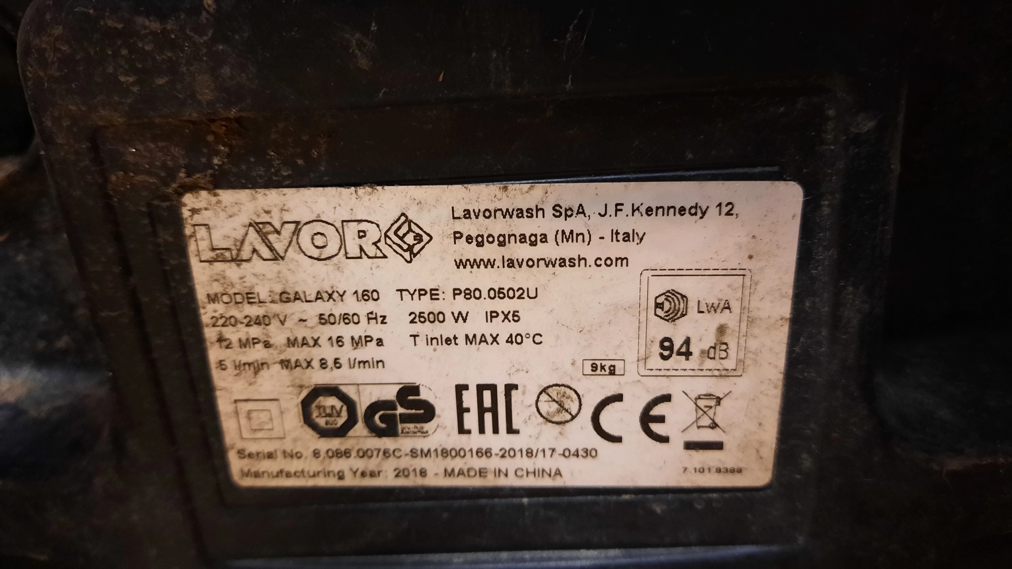 myjka-cisnieniowa-lavor-galaxy-160-okazja-cisnienie-robocze-16000