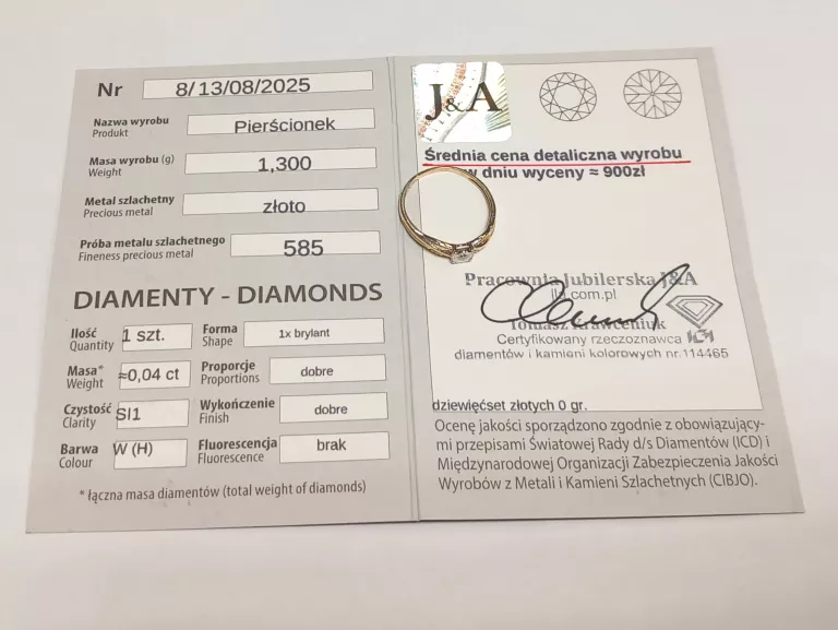 UŻYWANY PIERŚCIONEK Z DWUKOLOROWEGO ZŁOTA Z DIAMENTEM - YES ILLUSION R.16
