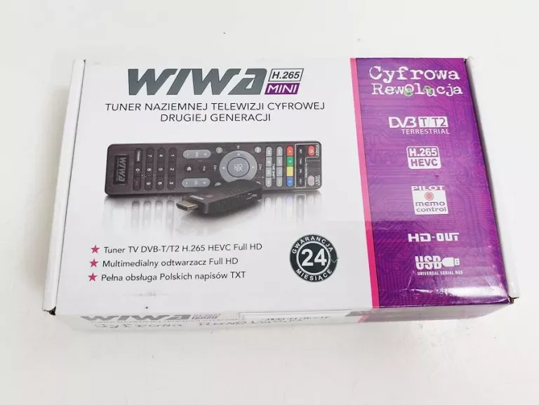 DEKODER TUNER DO TV NAZIEMNEJ DVB-T2 H.265 FULL HD MINI STICK PILOT ZESTAW