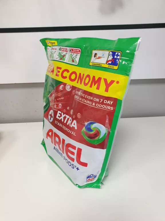 KAPSUŁKI DO PRANIA ARIEL EXTRA STAIN REMOVAL ALL IN 1 PODS+, 60 PRAŃ