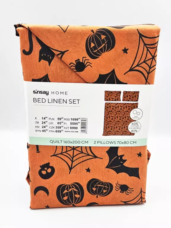 KOMPLET POŚCIELI SINSAY HOME / 2 X 70 X 80 CM / 160 X 200 / HALLOWEEN