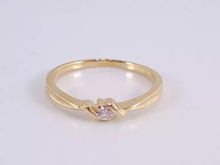 ZŁOTY PIERŚCIONEK Z DIAMENTEM 0,05CT PR585 1,82G ROZM14 CERTYFIKAT