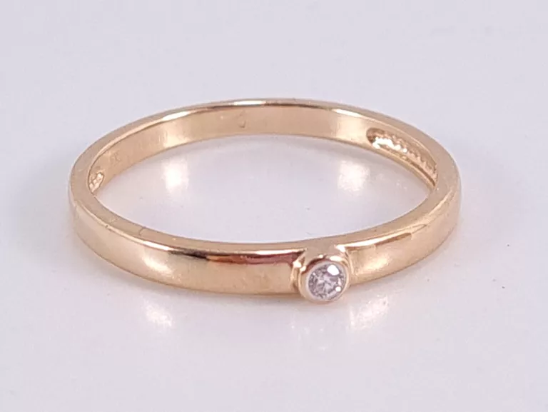 ZŁOTY PIERŚCIONEK Z DIAMENTAMI 0,02CT PR585 1,45G ROZM12 CERTYFIKAT
