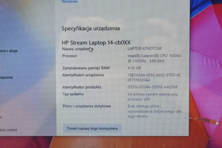 LAPTOP HP 14-CB050NW N3060/4GB RAM/64GB SSD