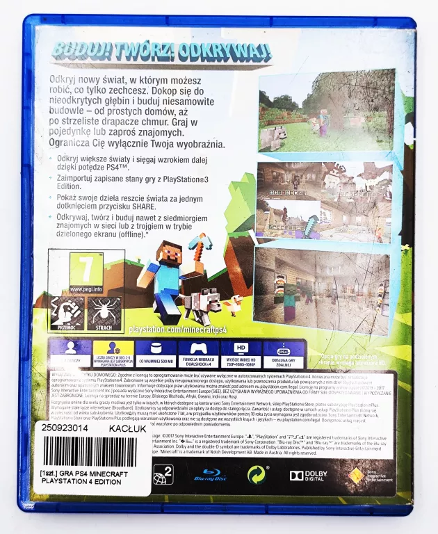 GRA PS4 MINECRAFT PLAYSTATION 4 EDITION POLSKA WERSJA