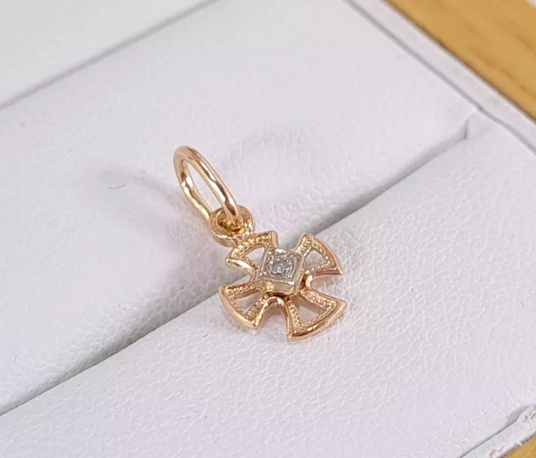 ZŁOTA ZAWIESZKA Z DIAMENTEM 0,01CT PR585 0,47G CERTYFIKAT
