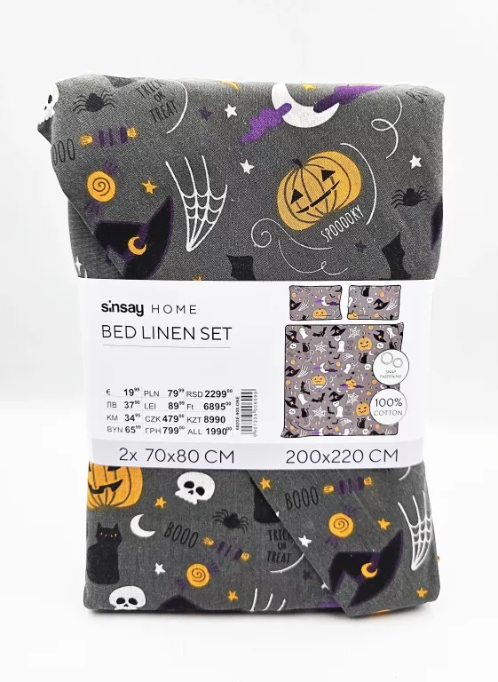 KOMPLET POŚCIELI SINSAY HOME / 2 X 70 X 80 CM / 200 X 220 / HALLOWEEN