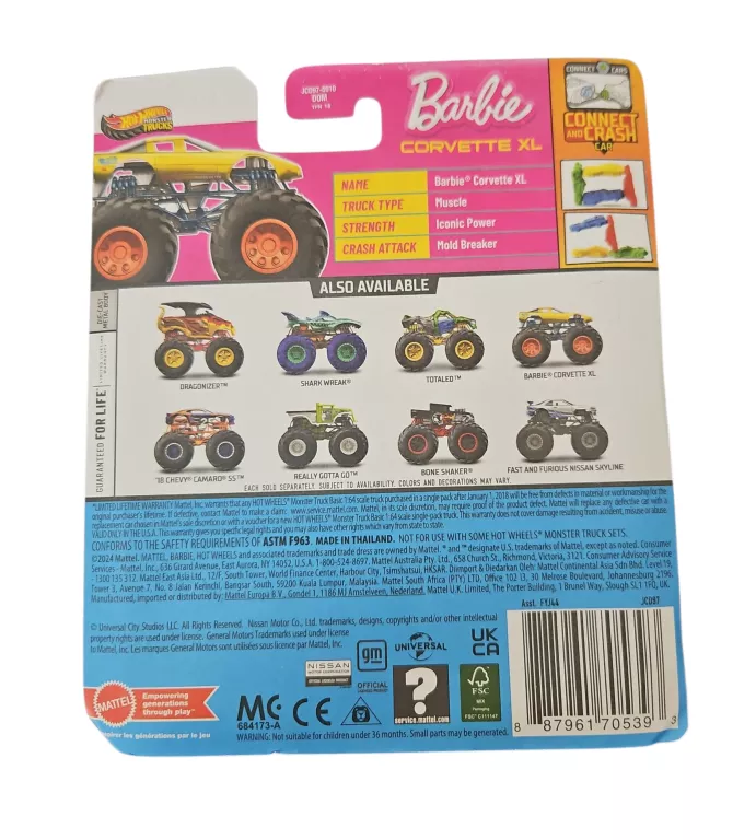BOARD TO BE WILD FREESTYLE AUTA HOT WHEELS TRUCK 1:64 MONSTER TRUCKS