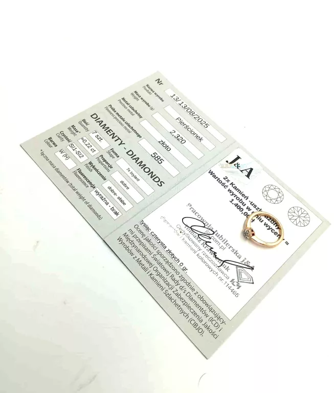 ZŁOTY PIERŚCIONEK Z BRYLANTEM P. 585