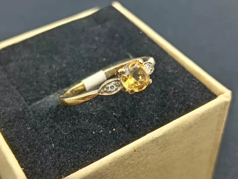 ZŁOTY PIERŚCIONEK Z WYCENĄ 1,55G/375/R13 CYTRYN !