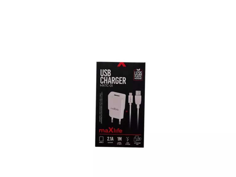 MAXLIFE ŁADOWARKA SIECIOWA MXTC-01 1X USB 2,1A USB-C