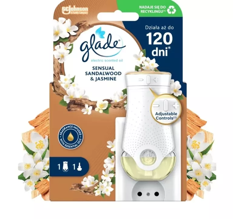 GLADE ELEKTRYCZNY ODŚWIEŻACZ POWIETRZA + WKŁAD DRZEWO SANDAŁOWE JAŚMIN 20M