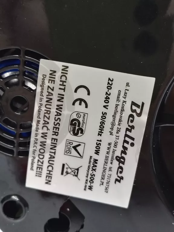 WYCISKARKA WOLNOOBROTOWA BERLINGER 500 W