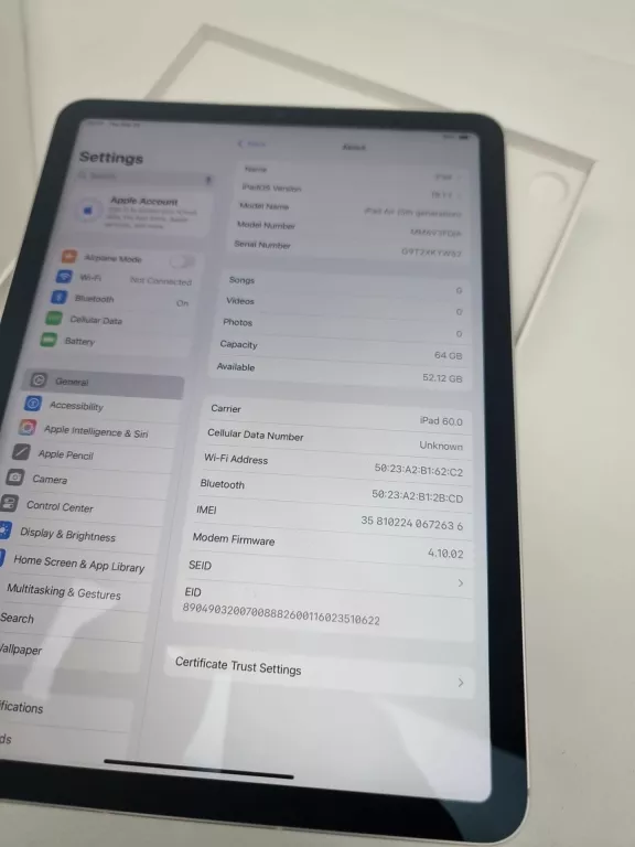 TABLET APPLE IPAD AIR 5 CELLULAR A2589